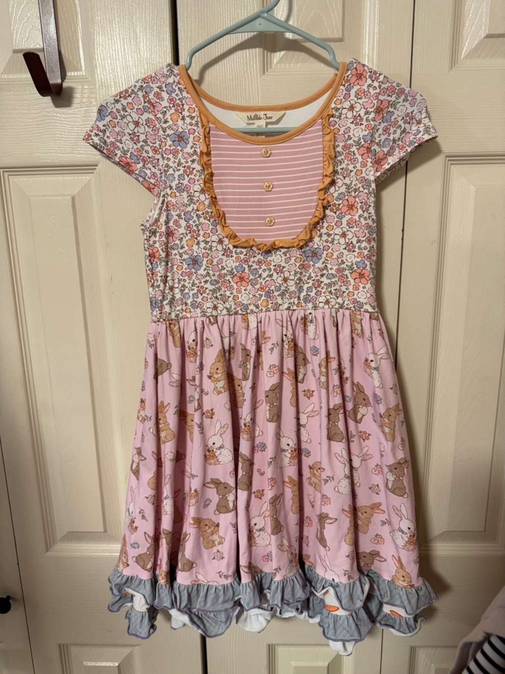 Matilda Jane Pink Bunny Floral Ruffle Girls' Dress size 12